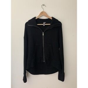 Sweaty Betty Restful Boucle Zip Through Jacket Black Sz S Athletic Cozy Lounge